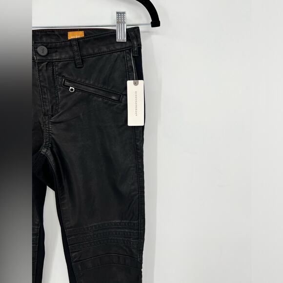 NWT Pilcro and the Letterpress Anthropologie The Stet Faux Leather Moto Pant 25 - Picture 12 of 16